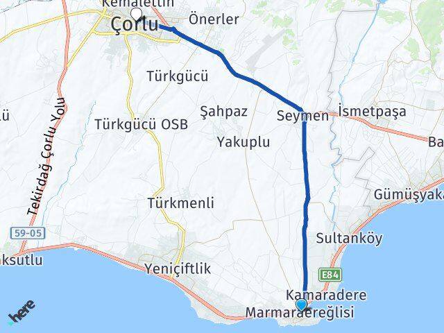 Tekirdağ Marmaraereğlisi Çorlu Arası Kaç Km - Yol Haritası