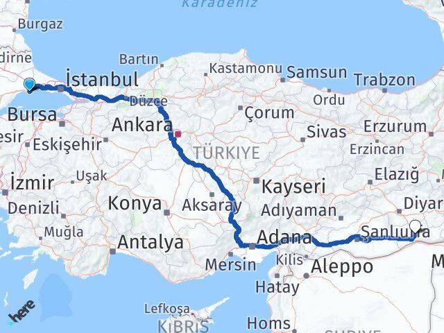 Tekirdağ Marmaraereğlisi Mardin Arası Kaç Km - Yol Haritası