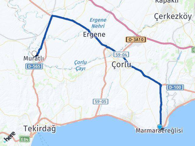 Tekirdağ Marmaraereğlisi Muratlı Arası Kaç Km - Yol Haritası
