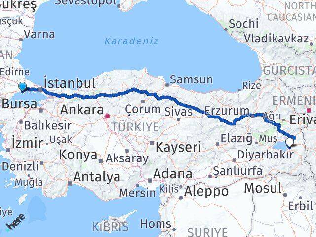Tekirdağ Marmaraereğlisi Van Arası Kaç Km - Yol Haritası
