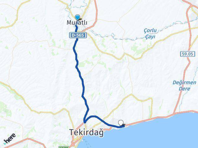 Tekirdağ Muratlı Namık Kemal Süleymanpaşa Arası Kaç Km - Yol Haritası