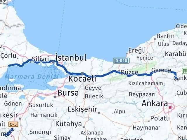 Tekirdağ Orta Çankırı Arası Kaç Km - Yol Haritası