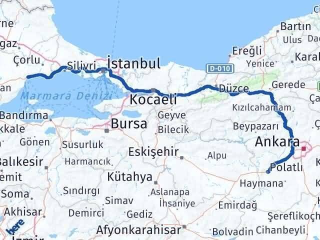 Tekirdağ Polatlı Ankara Arası Kaç Km - Yol Haritası