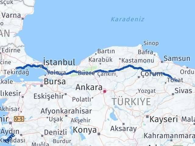 Tekirdağ Reşadiye Tokat Arası Kaç Km - Yol Haritası