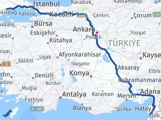 Tekirdağ Samandağ Hatay Arası Kaç Km - Yol Haritası
