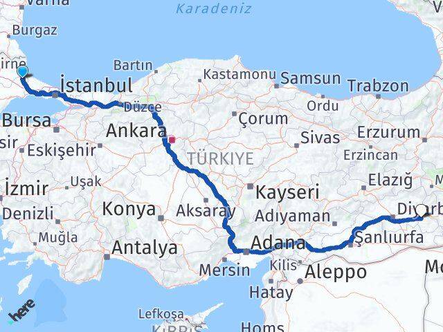 Tekirdağ Saray Batman Arası Kaç Km - Yol Haritası