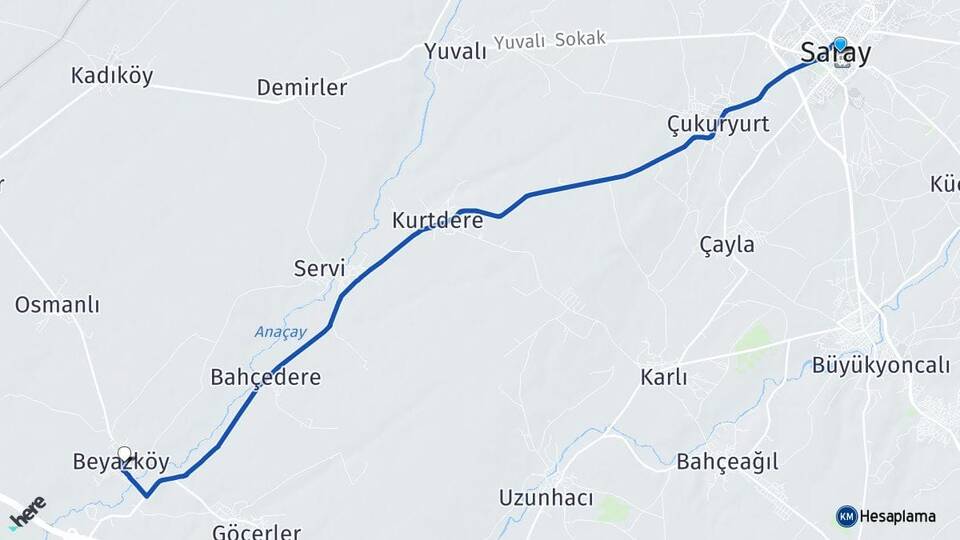 Tekirdağ Saray Beyazköy Saray Arası Kaç Km - Yol Haritası