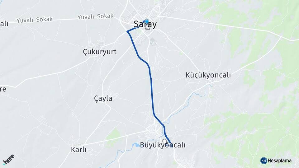 Tekirdağ Saray Büyükyoncalı Saray Arası Kaç Km - Yol Haritası