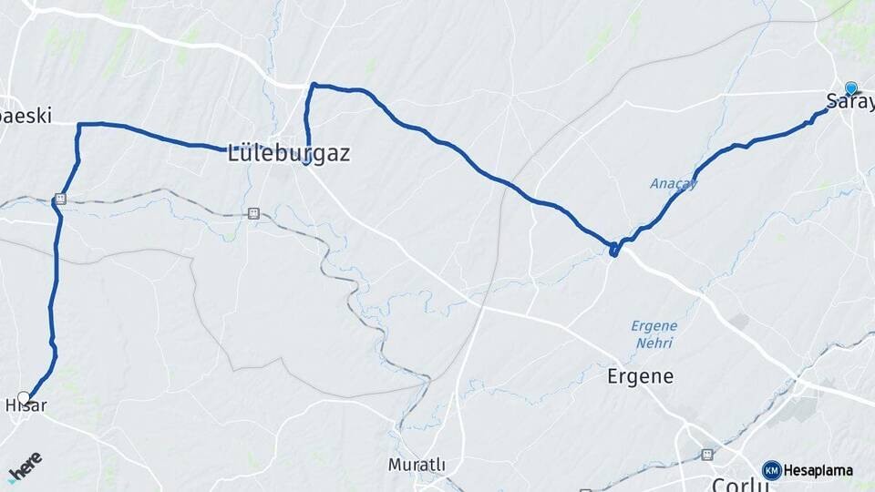 Tekirdağ Saray Hayrabolu Arası Kaç Km - Yol Haritası