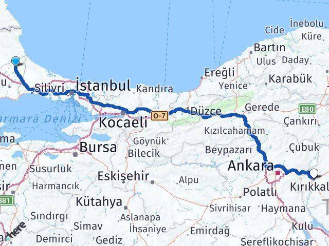 Tekirdağ Saray Kırıkkale Arası Kaç Km - Yol Haritası