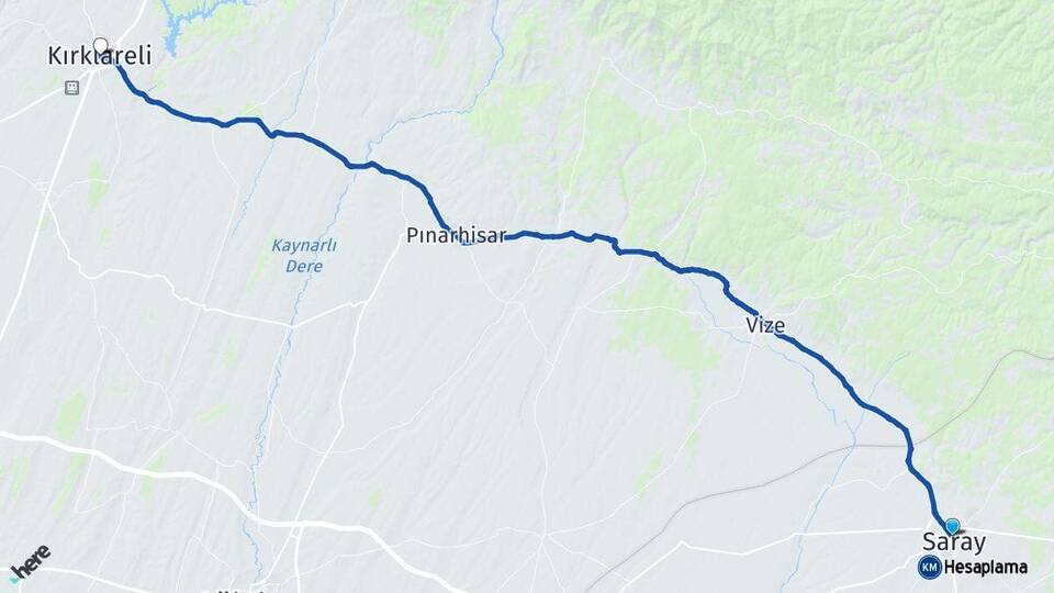 Tekirdağ Saray Kırklareli Arası Kaç Km - Yol Haritası