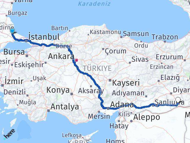 Tekirdağ Saray Mardin Arası Kaç Km - Yol Haritası