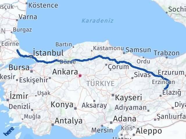Tekirdağ Saray Tunceli Arası Kaç Km - Yol Haritası