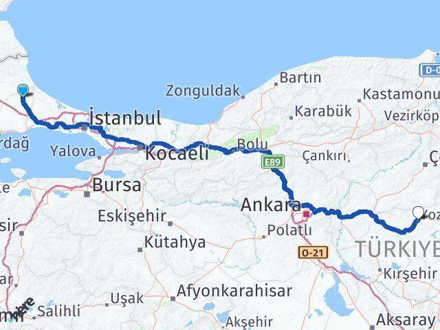 Tekirdağ Saray Yozgat Arası Kaç Km - Yol Haritası