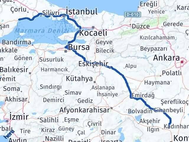 Tekirdağ Sarayönü Konya Arası Kaç Km - Yol Haritası