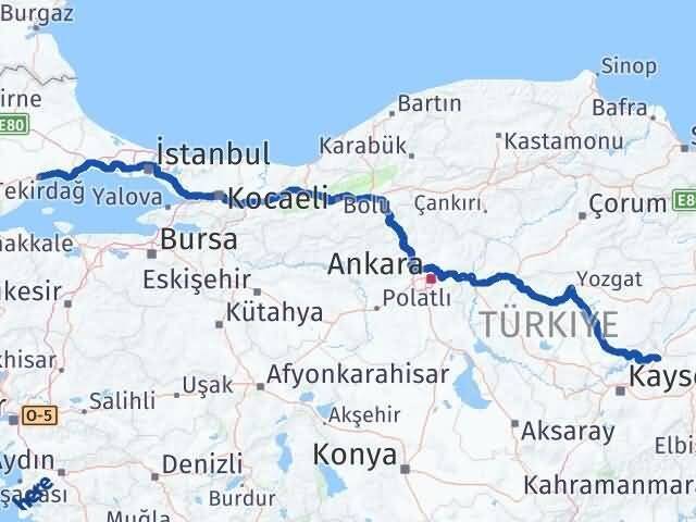 Tekirdağ Sarıoğlan Kayseri Arası Kaç Km - Yol Haritası