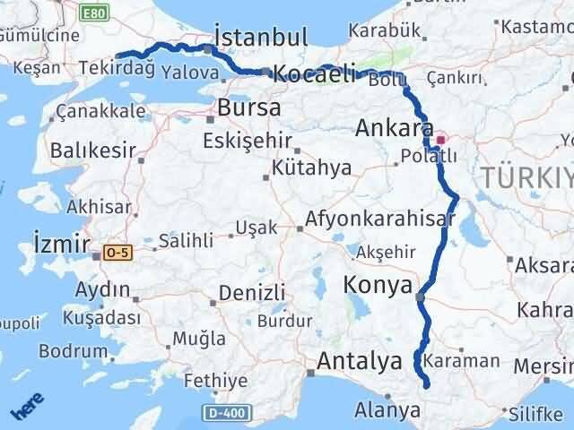 Tekirdağ Sarıveliler Karaman Arası Kaç Km - Yol Haritası