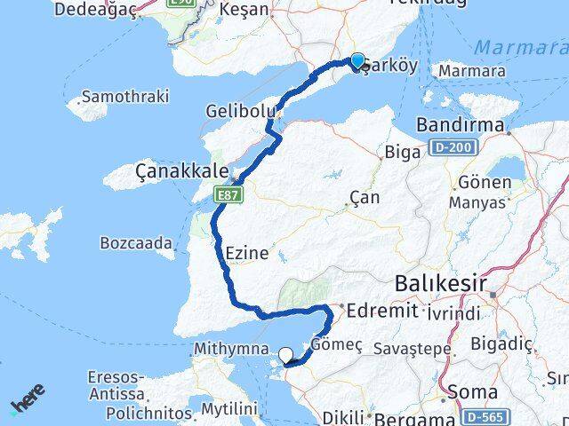 Tekirdağ Şarköy Ayvalık Balıkesir Arası Kaç Km - Yol Haritası