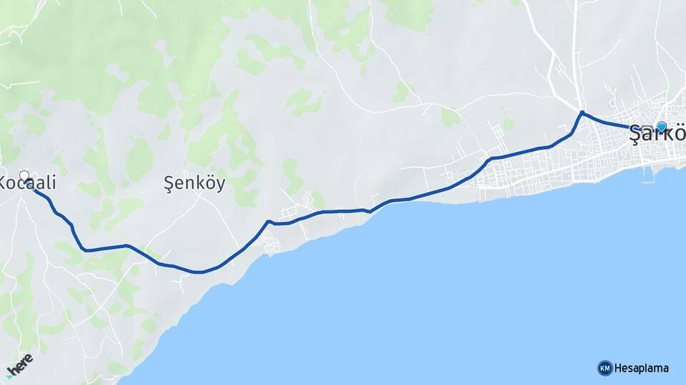Tekirdağ Şarköy Kocaali Şarköy Arası Kaç Km - Yol Haritası