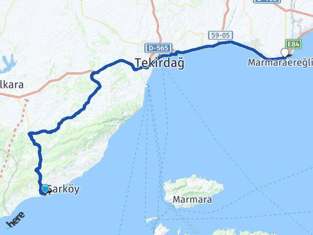Tekirdağ Şarköy Marmaraereğlisi Arası Kaç Km - Yol Haritası