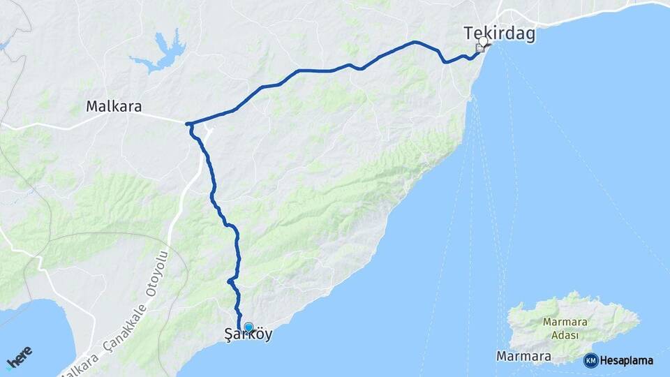 Tekirdağ Şarköy Süleymanpaşa Arası Kaç Km - Yol Haritası