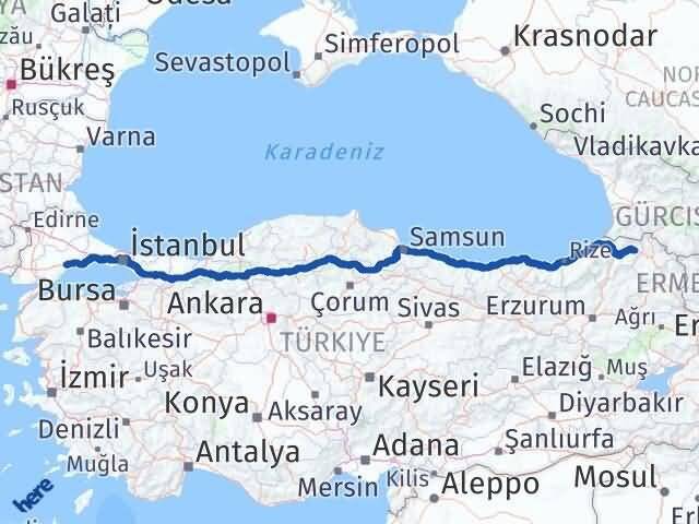 Tekirdağ Şavşat Artvin Arası Kaç Km - Yol Haritası