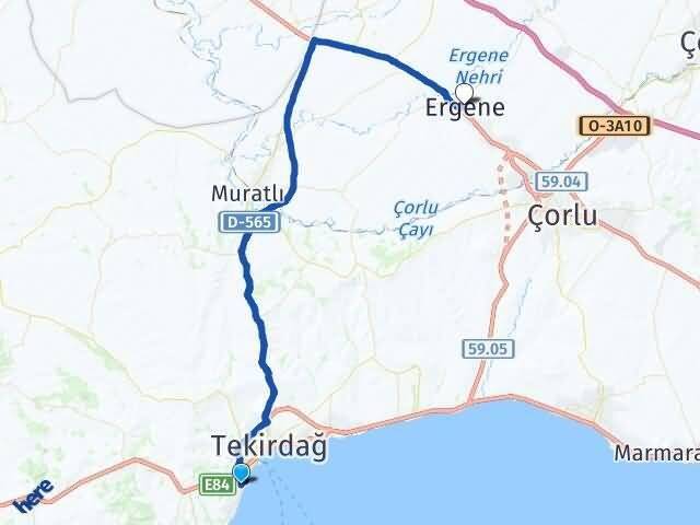 Tekirdağ Süleymanpaşa Altınova Ergene Arası Kaç Km - Yol Haritası