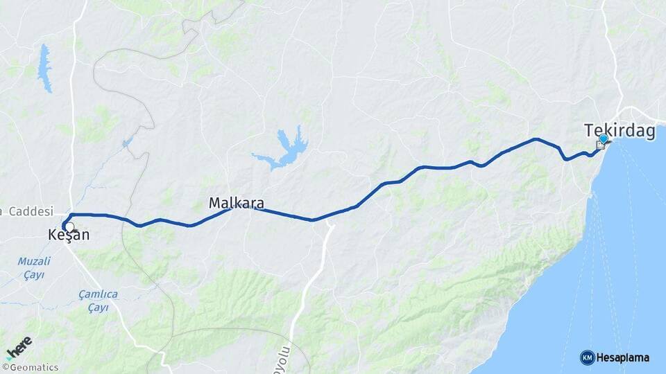 Tekirdağ Süleymanpaşa Keşan Edirne Arası Kaç Km - Yol Haritası