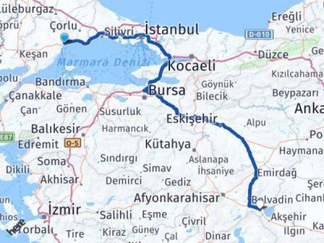 Tekirdağ Sultandağı Afyonkarahisar Arası Kaç Km - Yol Haritası