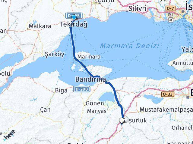 Tekirdağ Susurluk Balıkesir Arası Kaç Km - Yol Haritası