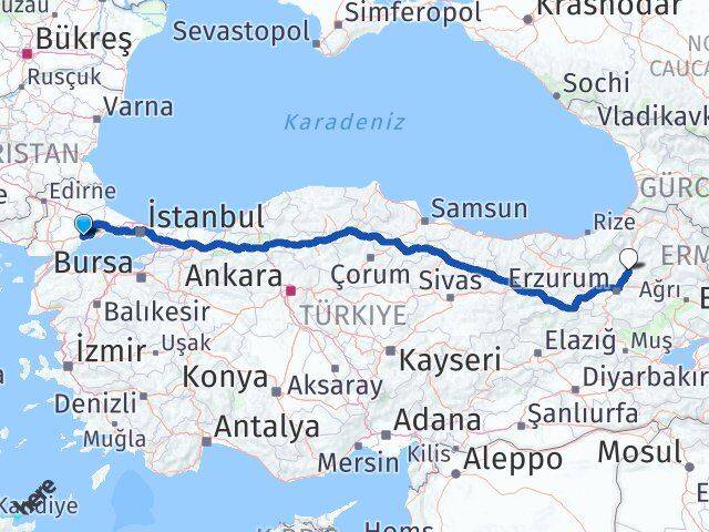 Tekirdağ Tortum Erzurum Arası Kaç Km - Yol Haritası