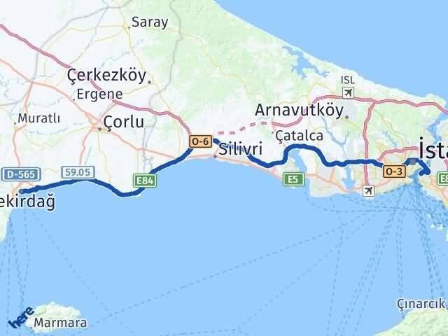 Tekirdağ Üsküdar İstanbul Arası Kaç Km - Yol Haritası