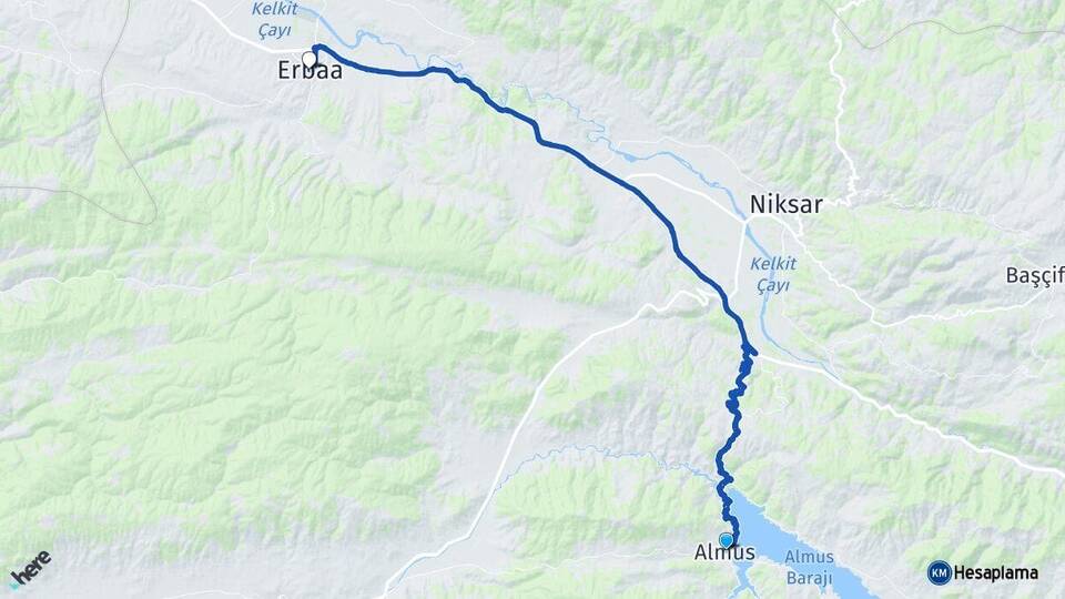 Tokat Almus Erbaa Arası Kaç Km - Yol Haritası