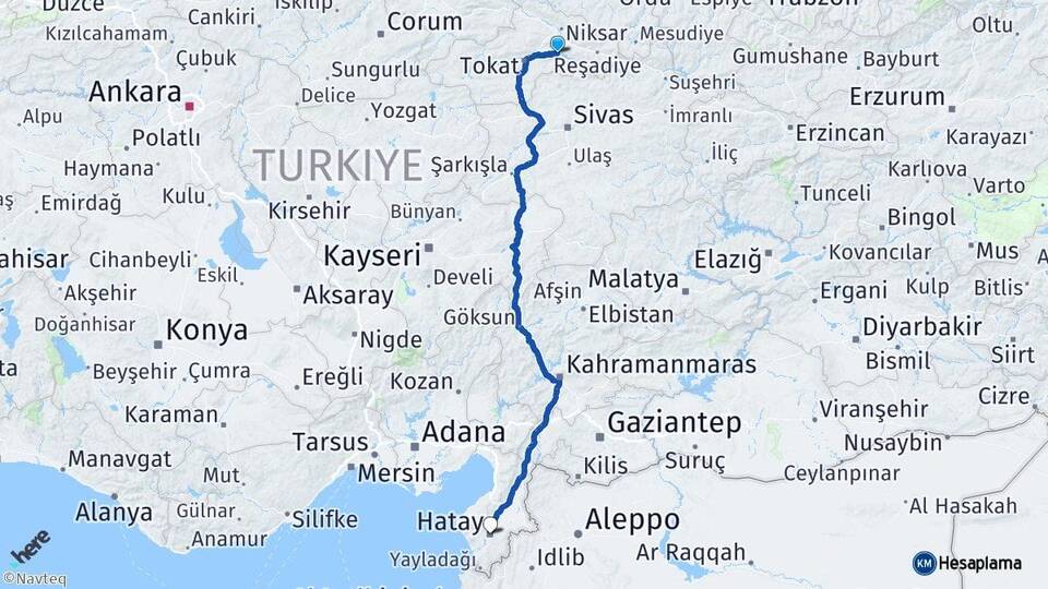 Tokat Almus Hatay Arası Kaç Km - Yol Haritası