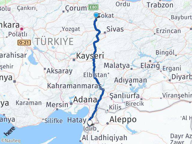 Tokat Altınözü Hatay Arası Kaç Km - Yol Haritası
