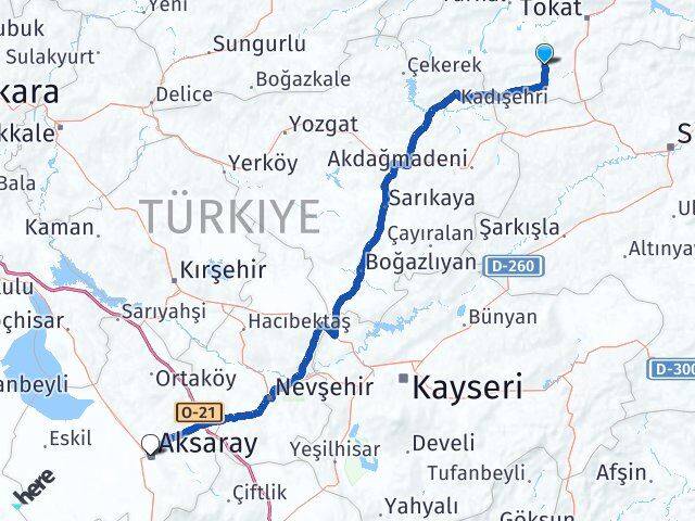 Tokat Artova Aksaray Arası Kaç Km - Yol Haritası