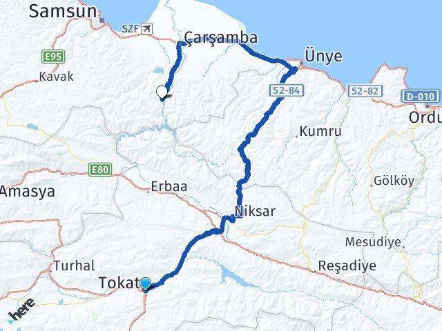 Tokat Ayvacık Samsun Arası Kaç Km - Yol Haritası