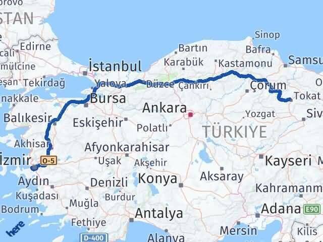 Tokat Balçova İzmir Arası Kaç Km - Yol Haritası