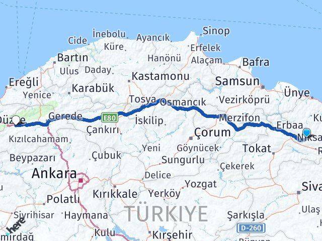 Tokat Başçiftlik Bolu Arası Kaç Km - Yol Haritası