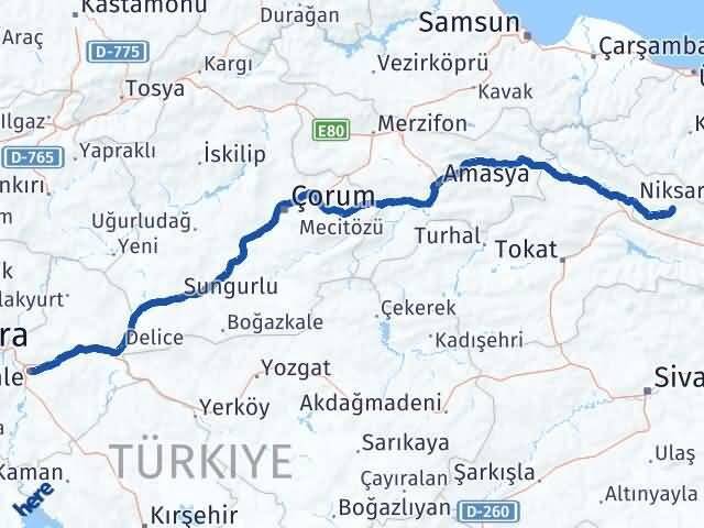 Tokat Başçiftlik Kırıkkale Arası Kaç Km - Yol Haritası