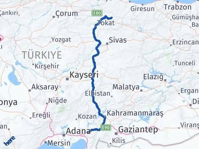 Tokat Başçiftlik Osmaniye Arası Kaç Km - Yol Haritası