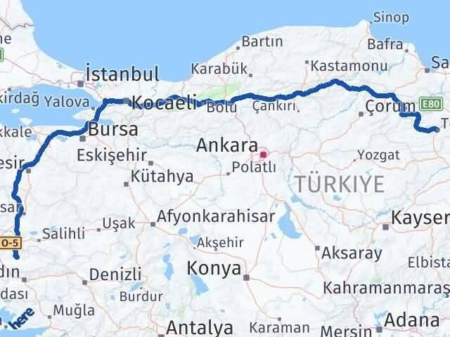 Tokat Bayındır İzmir Arası Kaç Km - Yol Haritası