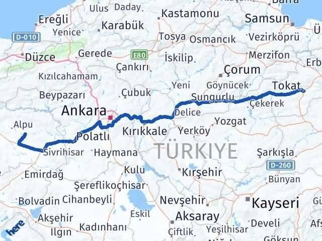 Tokat Beylikova Eskişehir Arası Kaç Km - Yol Haritası