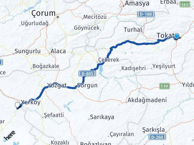 Tokat Çiçekdağı Kırşehir Arası Kaç Km - Yol Haritası