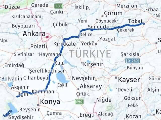 Tokat Doğanhisar Konya Arası Kaç Km - Yol Haritası