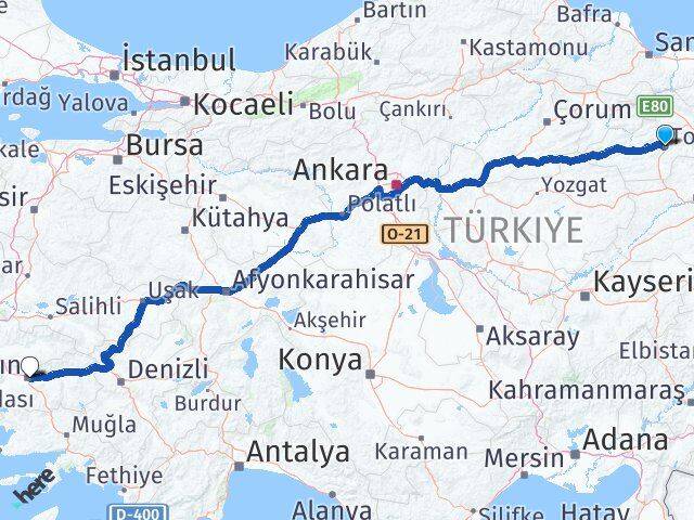 Tokat Efeler Aydın Arası Kaç Km - Yol Haritası