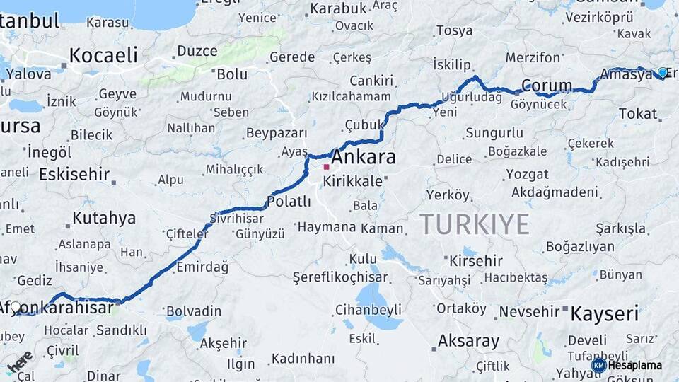 Tokat Erbaa Uşak Arası Kaç Km - Yol Haritası