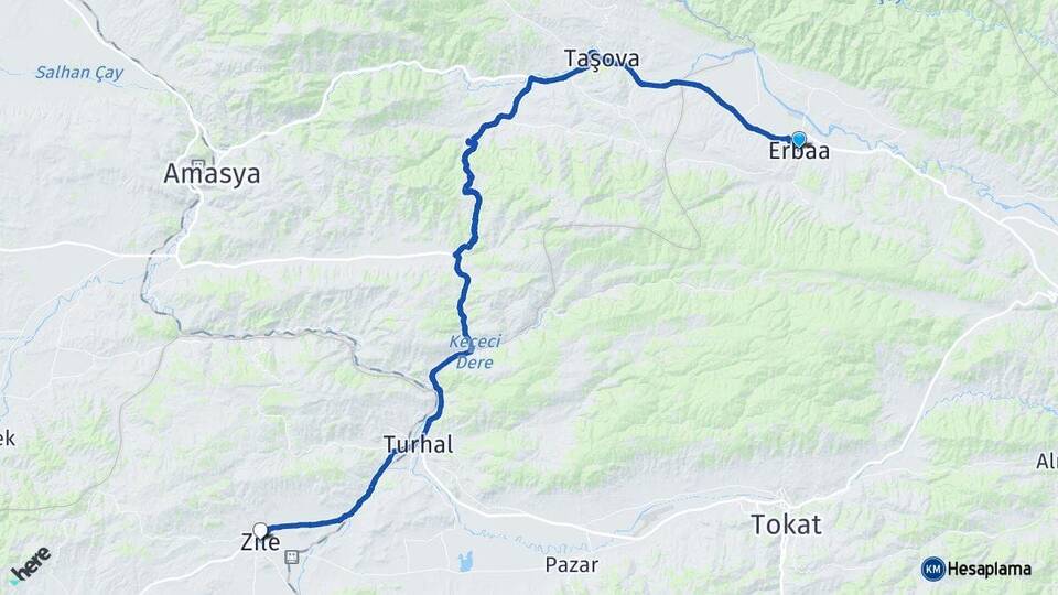 Tokat Erbaa Zile Arası Kaç Km - Yol Haritası