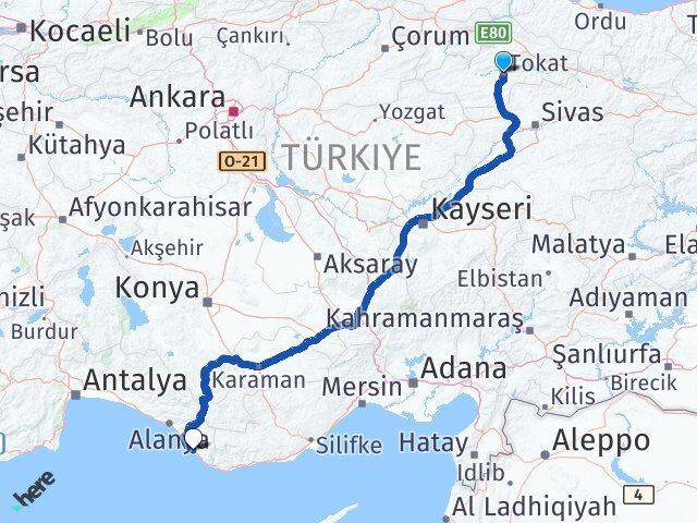 Tokat Gazipaşa Antalya Arası Kaç Km - Yol Haritası