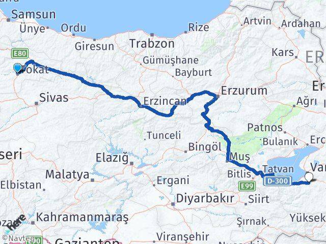 Tokat Gürpınar Van Arası Kaç Km - Yol Haritası